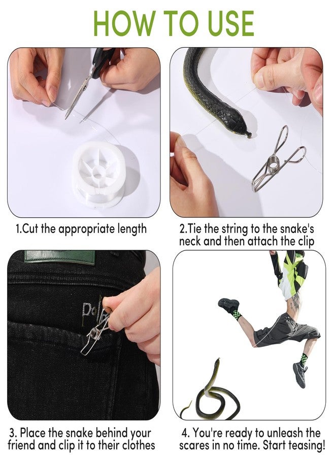 ANABIUP Fake Snake, Rubber Snake Prank with String and Clip, Realistic Rubber Snake Prank for Playing Jokes - Image 4